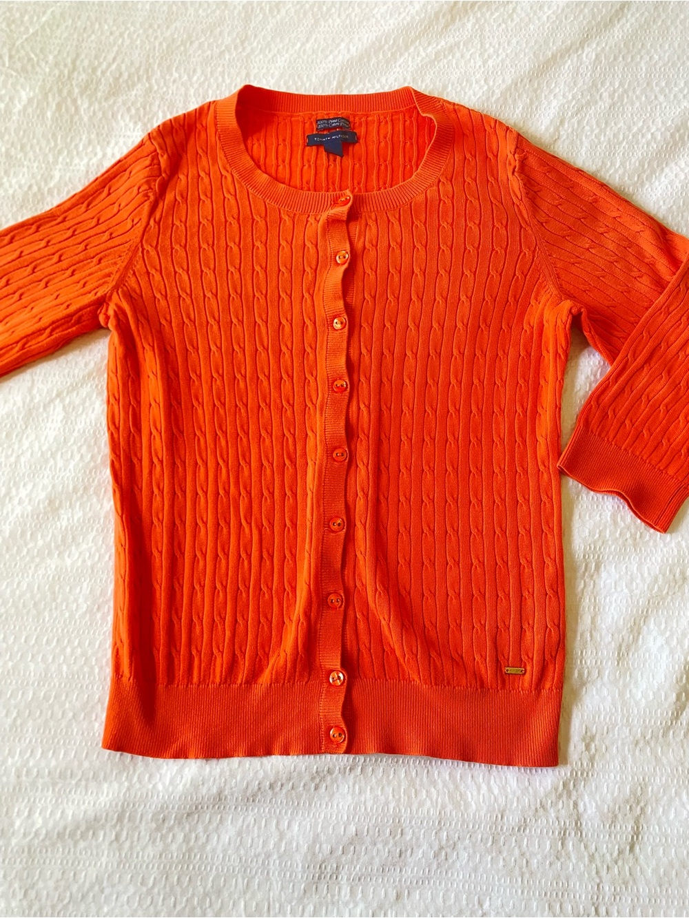 Tommy Hilfiger Orange Cable-Knit Cardigan